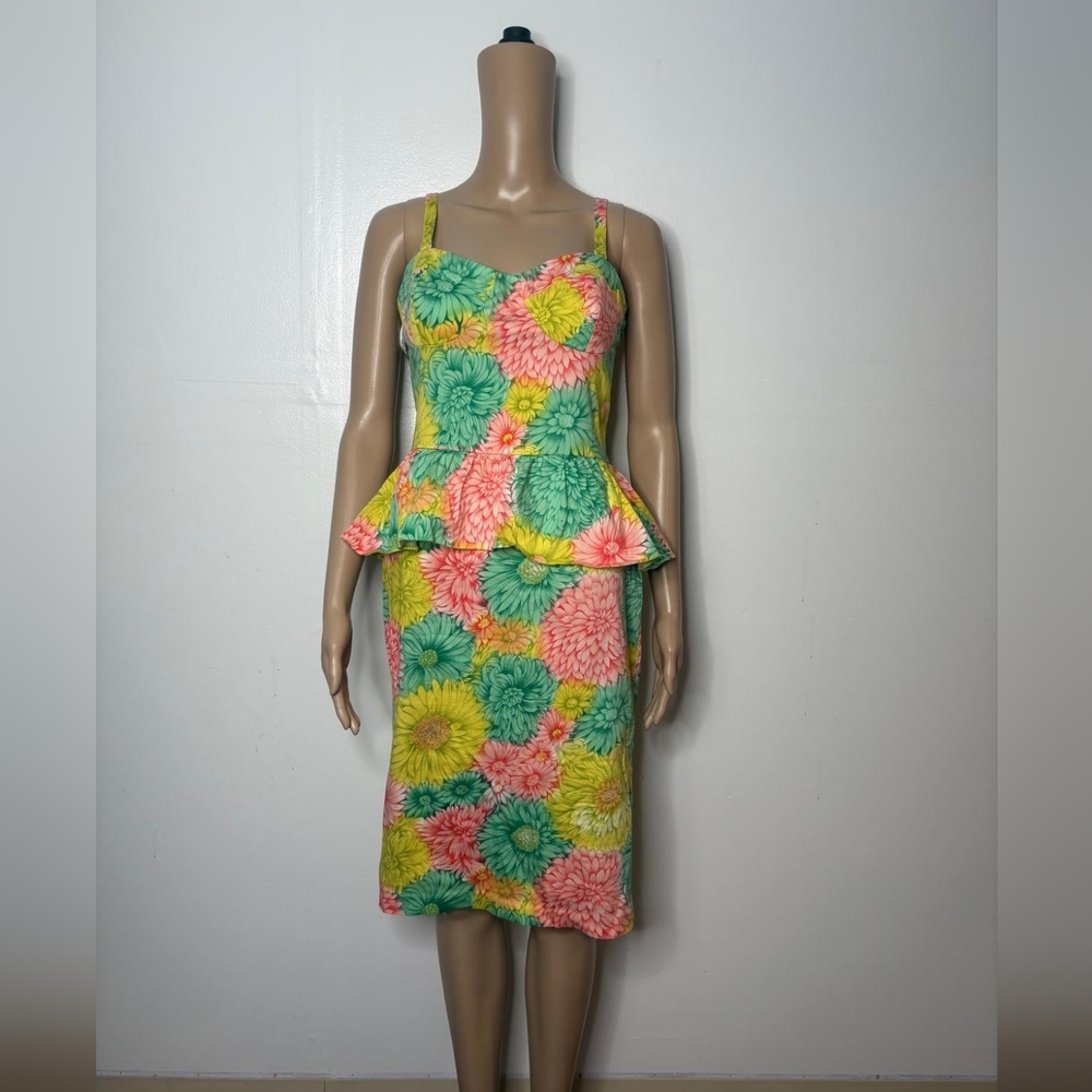 ASOS Women's Pink,Yellow And Green Floral Dress Size 12